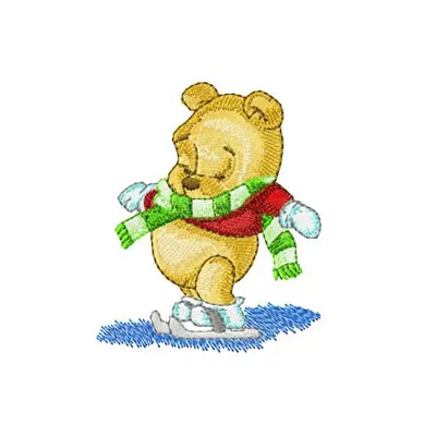 Baby Pooh Winter Embroidery Design - Nursery Stitching