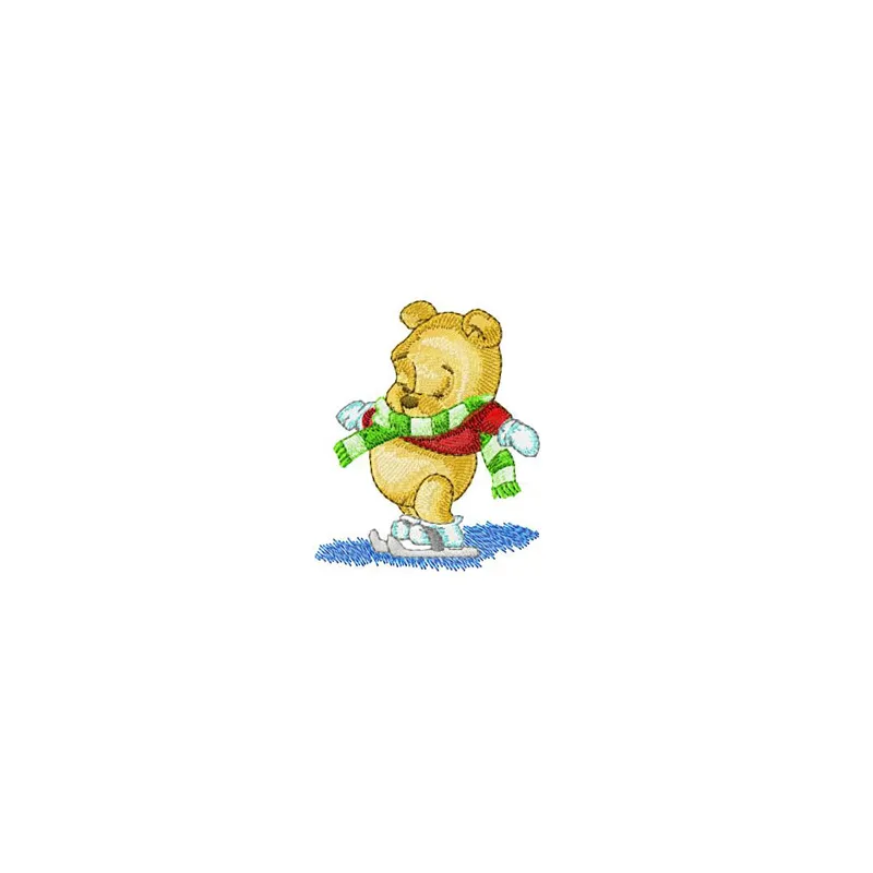 Baby Pooh Winter Embroidery Design - Nursery Stitching