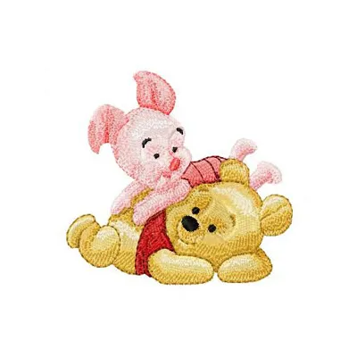 Baby Pooh & Piglet Embroidery Design - Nursery Stitching
