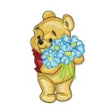 Baby Pooh Floral Embroidery Design - Nursery Stitching