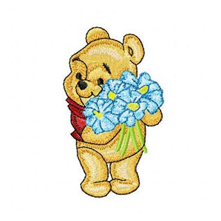 Baby Pooh with Flowers  embroidery design - Embroidery Design