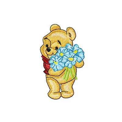 Baby Pooh Floral Embroidery Design - Nursery Stitching