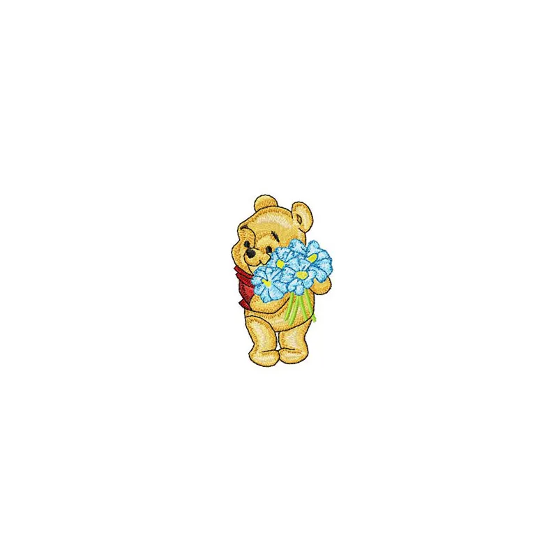 Baby Pooh Floral Embroidery Design - Nursery Stitching