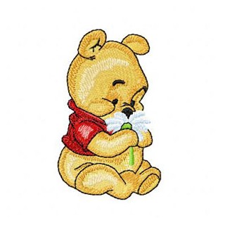 Baby Pooh with Flower embroidery design - Embroidery Design