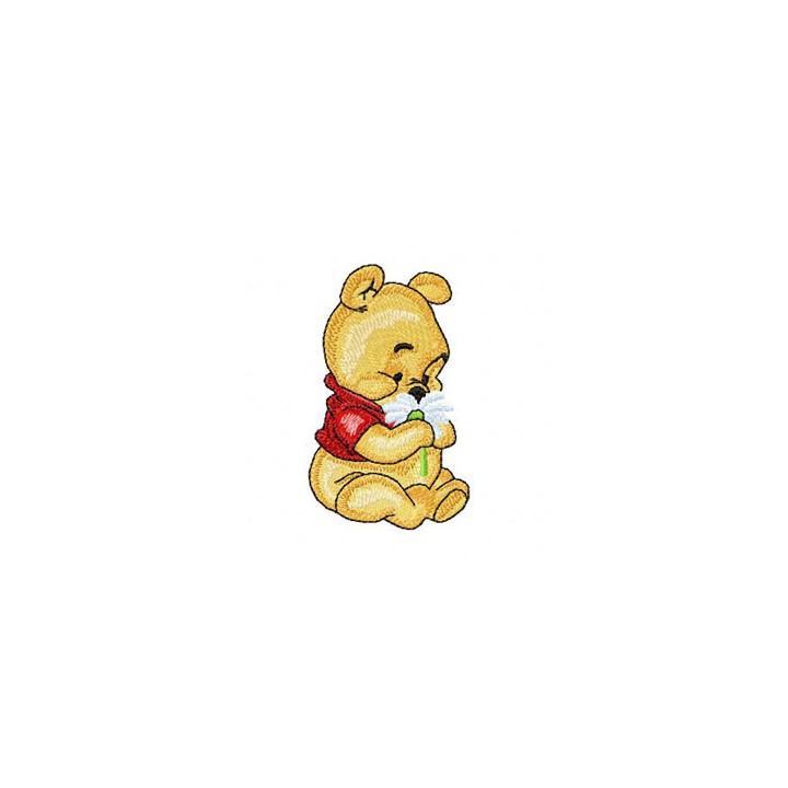 Baby Pooh with Flower embroidery design - Embroidery Design