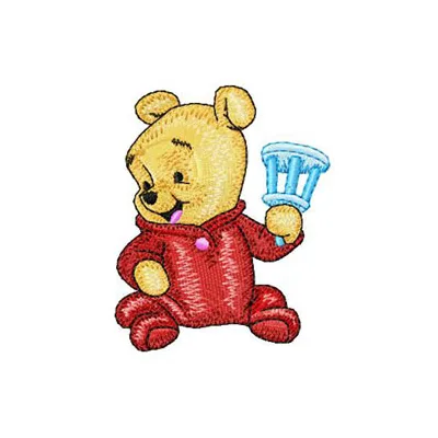 Baby Pooh Embroidery Design - Nursery Stitching Pattern