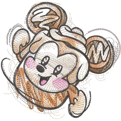 Mickey Mouse chocolate embroidery design featuring a playful Mickey Mouse silhouette in rich brown thread.