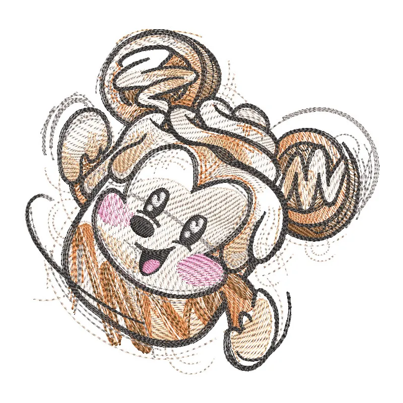 Mickey Mouse chocolate embroidery design featuring a playful Mickey Mouse silhouette in rich brown thread.