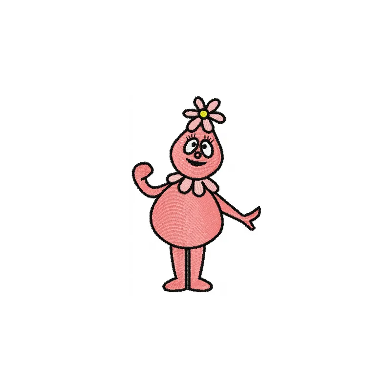 Foofa Happy Embroidery - Sweet Pink Flower Character