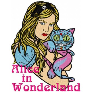 Alice and Cheshire cat embroidery design - Embroidery Design