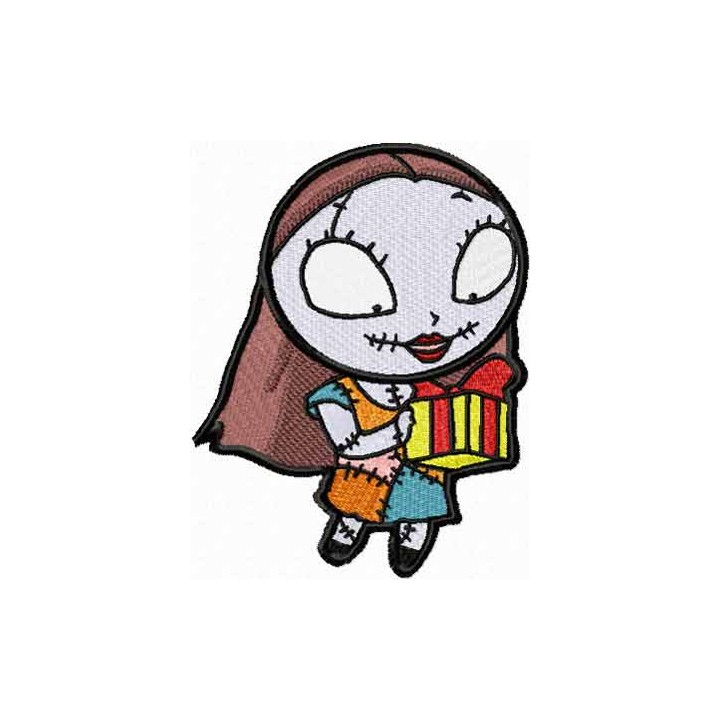 Sally with Christmas Gift  embroidery design - Embroidery Design