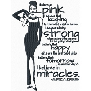 Audrey Hepburn i believe In pink embroidery design - Embroidery Design