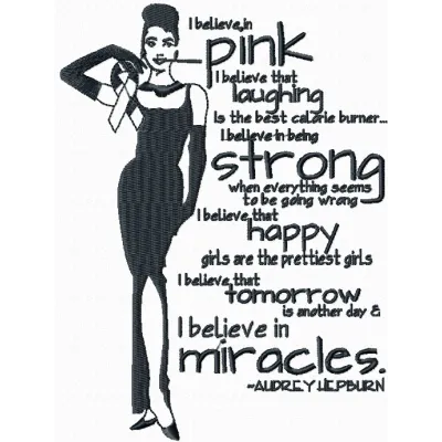 Audrey Hepburn i believe In pink embroidery design - Embroidery Design