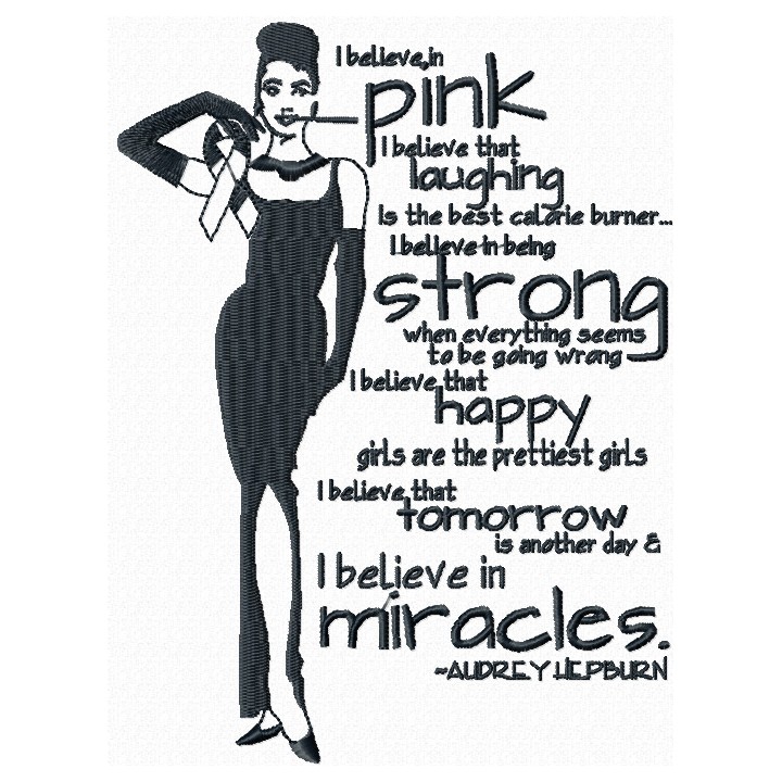 Audrey Hepburn i believe In pink embroidery design - Embroidery Design