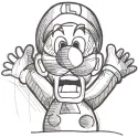 Emotional Luigi sketch embroidery design featuring a detailed, expressive Luigi from Super Mario.