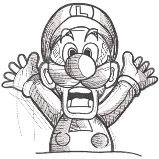 Emotional Luigi sketch embroidery design - Embroidery Design