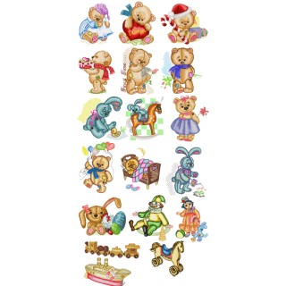 Old Toys Teddy Bear Embroidery Pack embroidery design - Embroidery Design