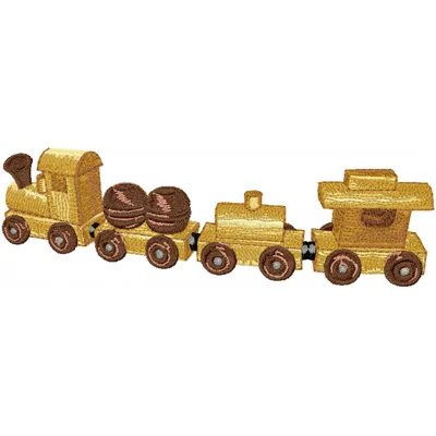 Wooden Train Embroidery Design - Classic Toy Pattern