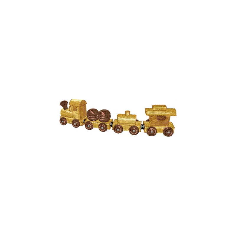 Wooden Train Embroidery Design - Classic Toy Pattern