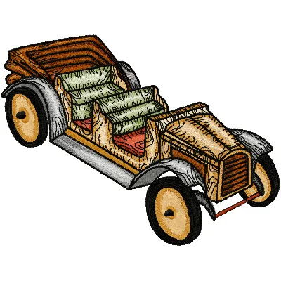 Wooden Car Embroidery Design - Classic Toy Stitching