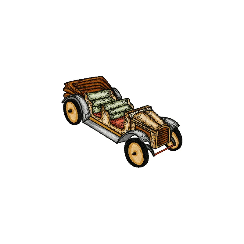 Wooden Car Embroidery Design - Classic Toy Stitching