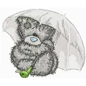 Teddy Bear under rain embroidery design - Embroidery Design