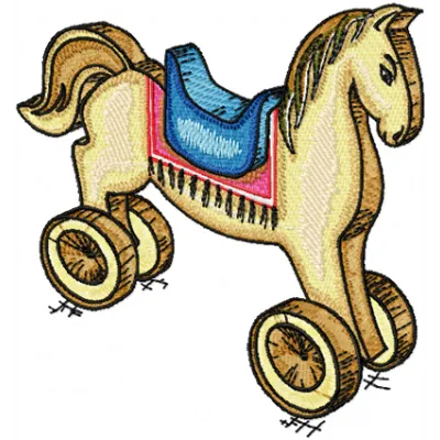 Wooden Horse Embroidery Design - Classic Toy Pattern