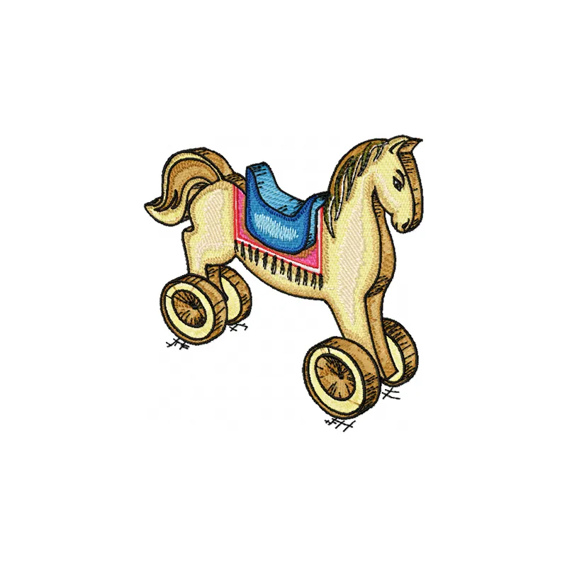 Wooden Horse Embroidery Design - Classic Toy Pattern