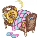 Teddy Bear Sleeping on Bed  embroidery design - Embroidery Design