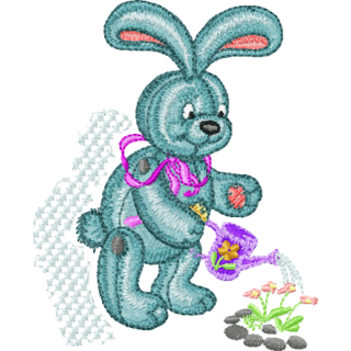 Rabbit in a Garden  embroidery design - Embroidery Design
