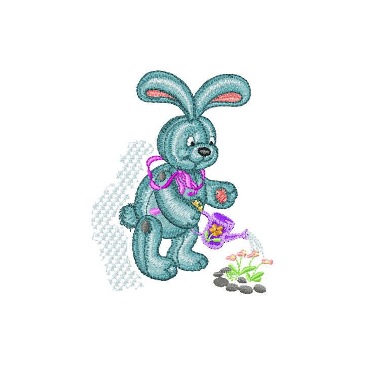 Rabbit in a Garden  embroidery design - Embroidery Design