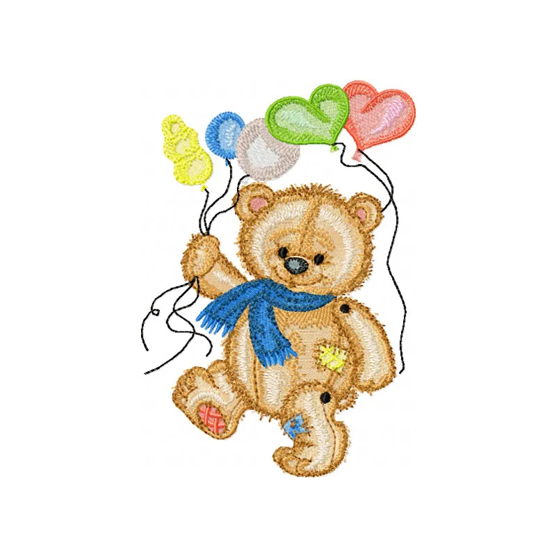 Bear with Balloons  embroidery design - Embroidery Design