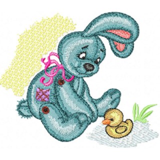 Bunny with Small Duck  embroidery design - Embroidery Design
