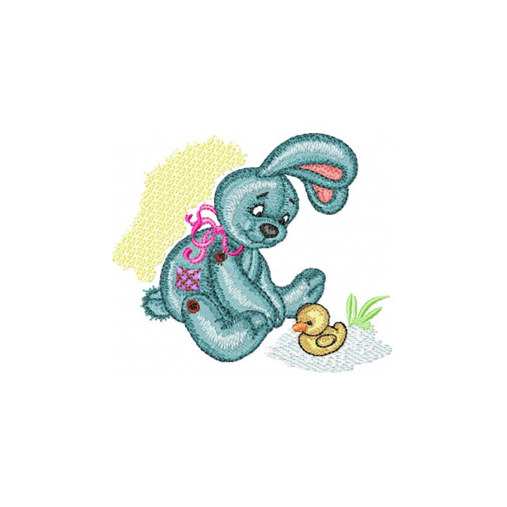 Bunny with Small Duck  embroidery design - Embroidery Design