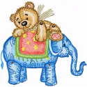 Teddy Bear & Elephant Embroidery - Vintage Toy Design