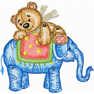 Teddy Bear and Elephant  embroidery design - Embroidery Design