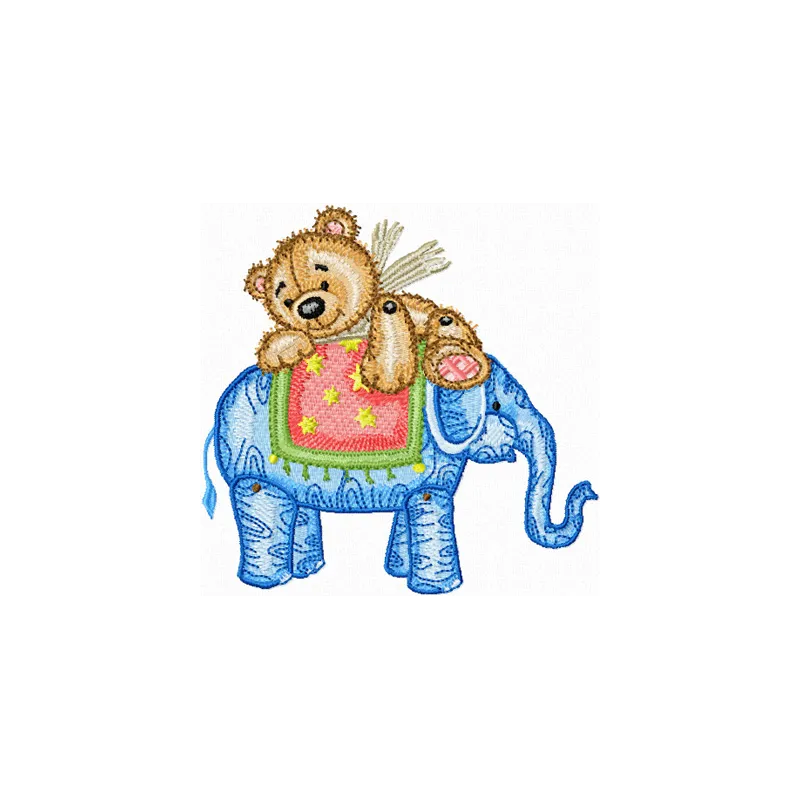 Teddy Bear & Elephant Embroidery - Vintage Toy Design