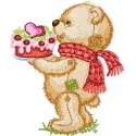 Teddy Bear with Cake embroidery design - Embroidery Design