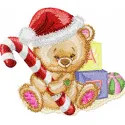Christmas Teddy Bear with Gifts Embroidery Pattern