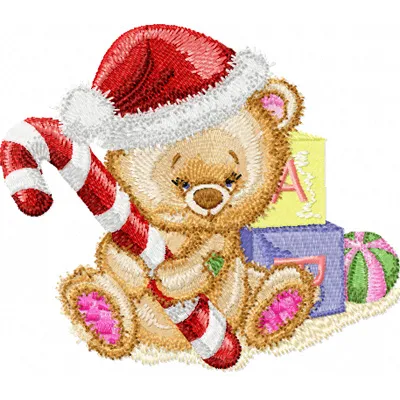 Christmas Teddy Bear with Gifts Embroidery Pattern