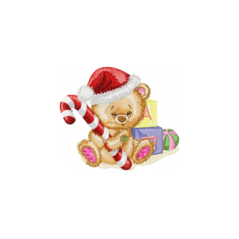 Christmas Teddy Bear with Gifts Embroidery Pattern