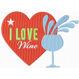 I love Wine embroidery design - Embroidery Design
