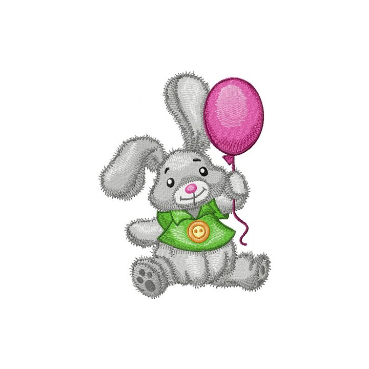 Bunny with Balloons  embroidery design - Embroidery Design