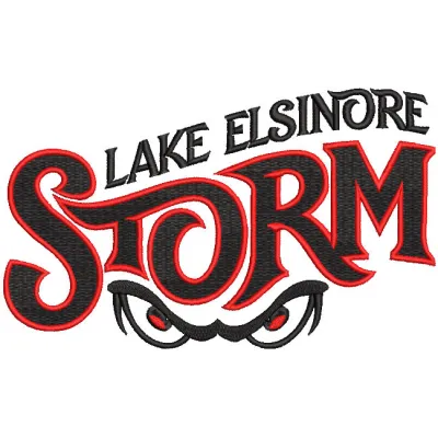 Lake Elsinore Storm logo embroidery design featuring vibrant colors and intricate stitching details.
