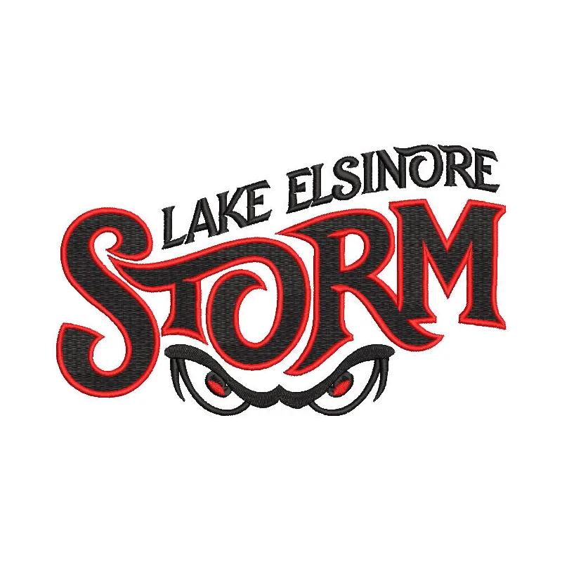 Lake Elsinore Storm logo embroidery design featuring vibrant colors and intricate stitching details.