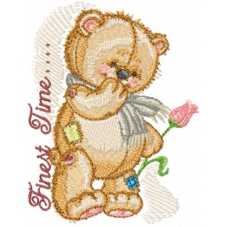 Teddy Bear with Flower embroidery design - Embroidery Design