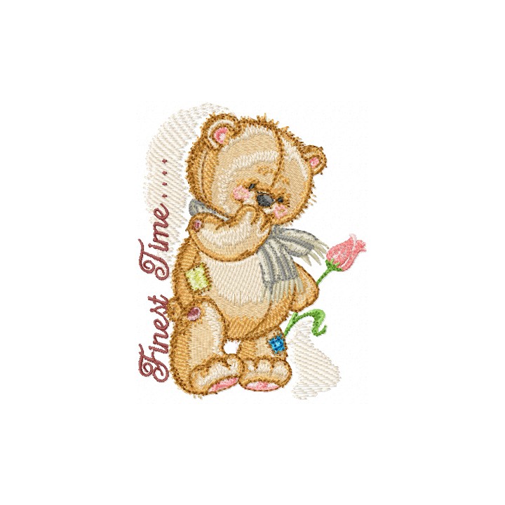 Teddy Bear with Flower embroidery design - Embroidery Design