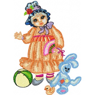 Doll with Toys embroidery design - Embroidery Design
