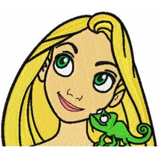 Rapunzel and Chameleon embroidery design - Embroidery Design