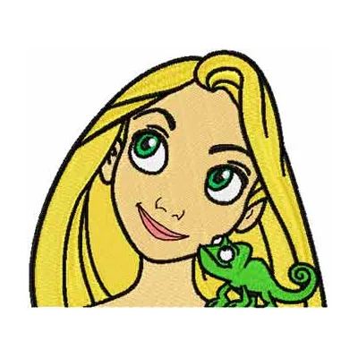 Rapunzel and Chameleon embroidery design - Embroidery Design